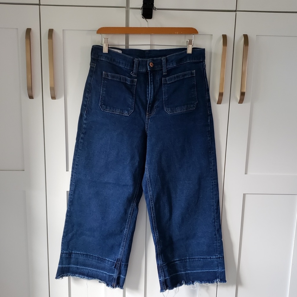 GAP Wide Leg Jeans Womens 12 Short Blue High Rise Casual